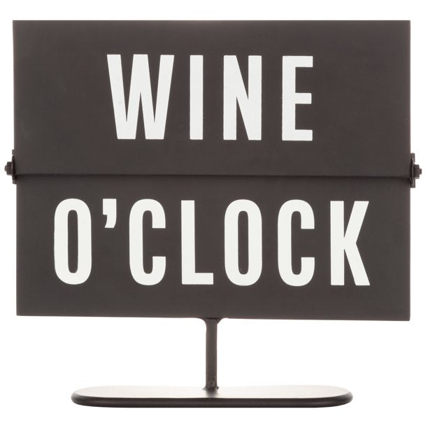 Black & White Metal Wine and Coffee Tabletop Flip Sign, 7.9" x 8.5"