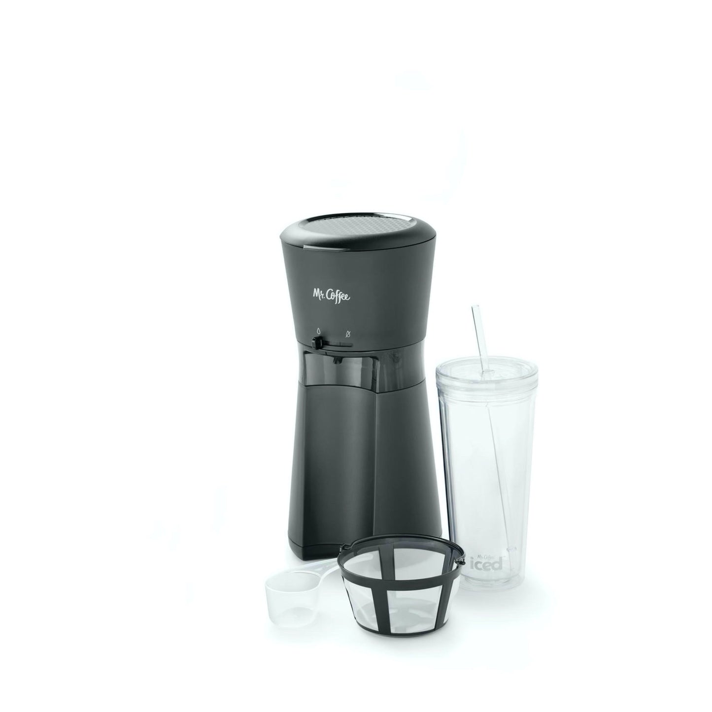Iced Coffee Maker with Reusable Tumbler & Coffee Filter, Dark Grey