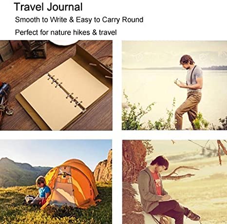 Travel Journal Writing Notebook for on The Go Taking Notes, Vintage PU Leather (Grey)