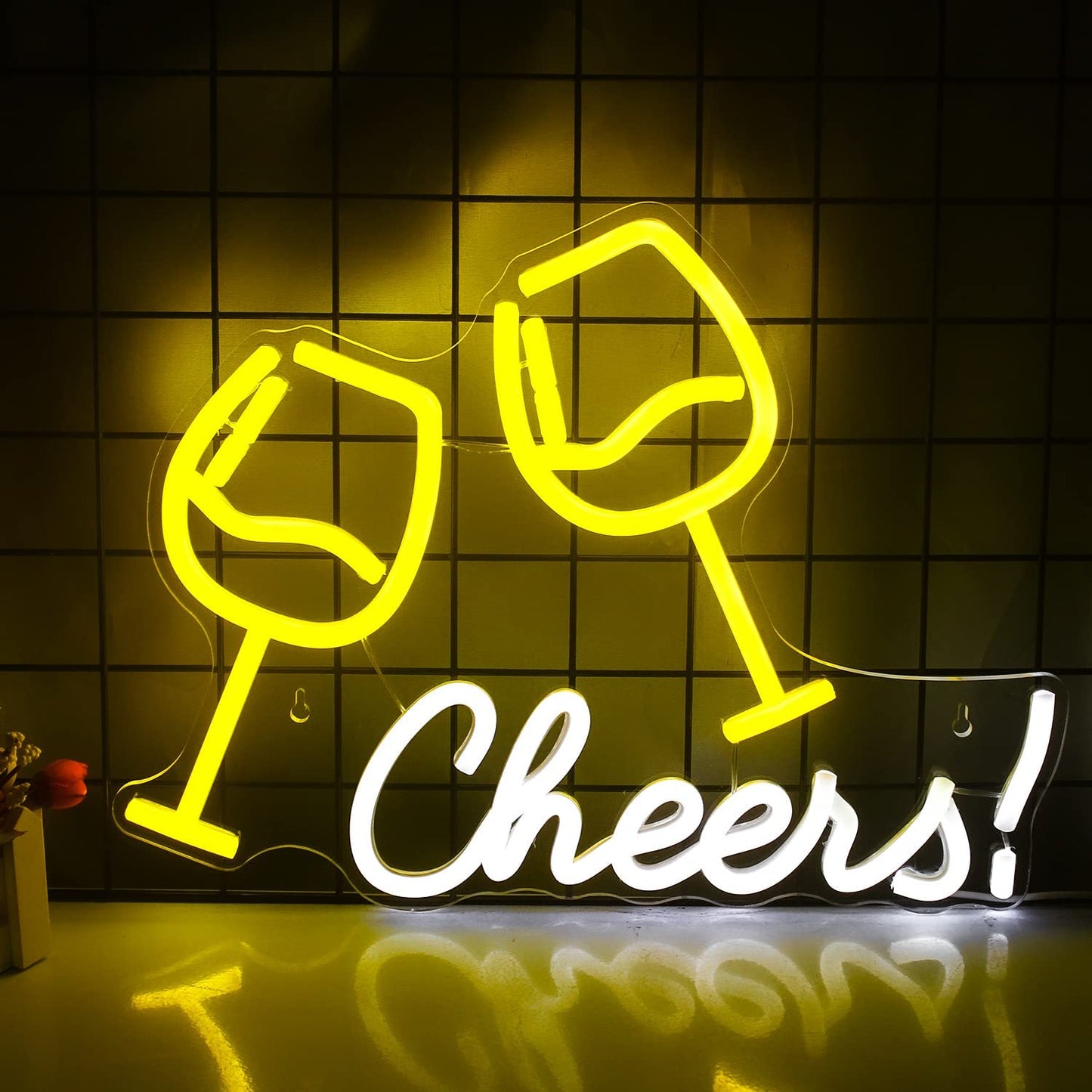 Cheers Wine Glass Neon Light LED Sign for Wall Decoration