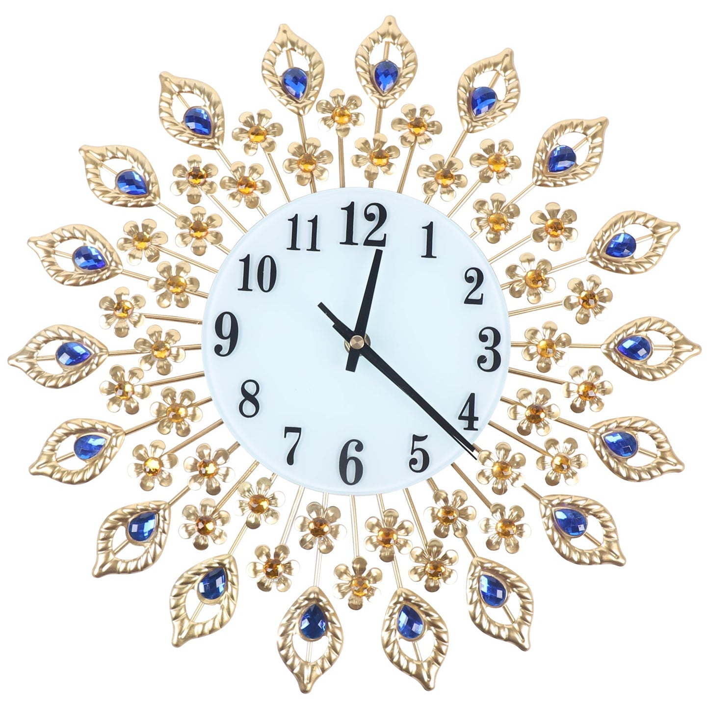 Pea-Cock Wall Clocks Luxury 3D Crystal Quartz Home Decoration