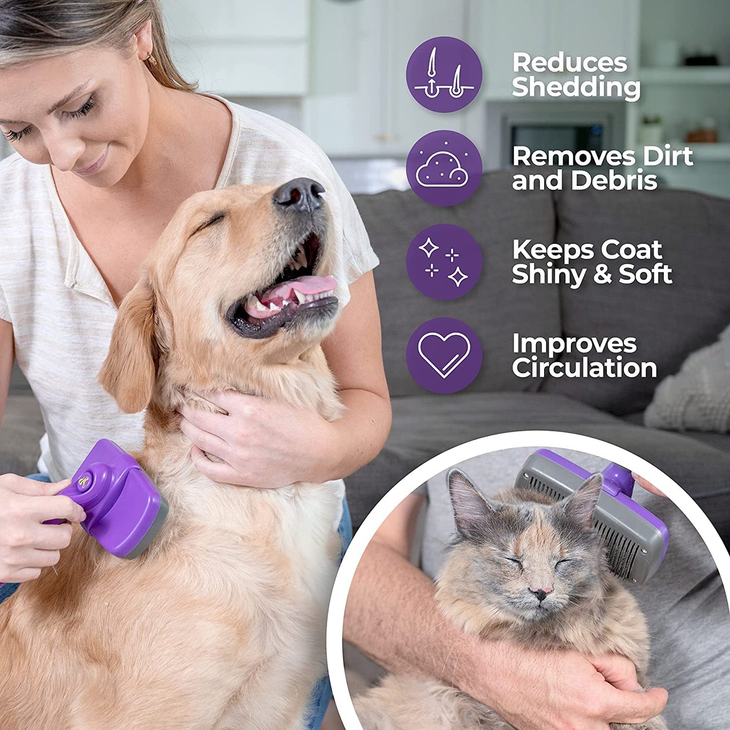 Self-Cleaning Slicker Brush for Dogs, Cats-The Ultimate Dog Brush for Shedding, Original