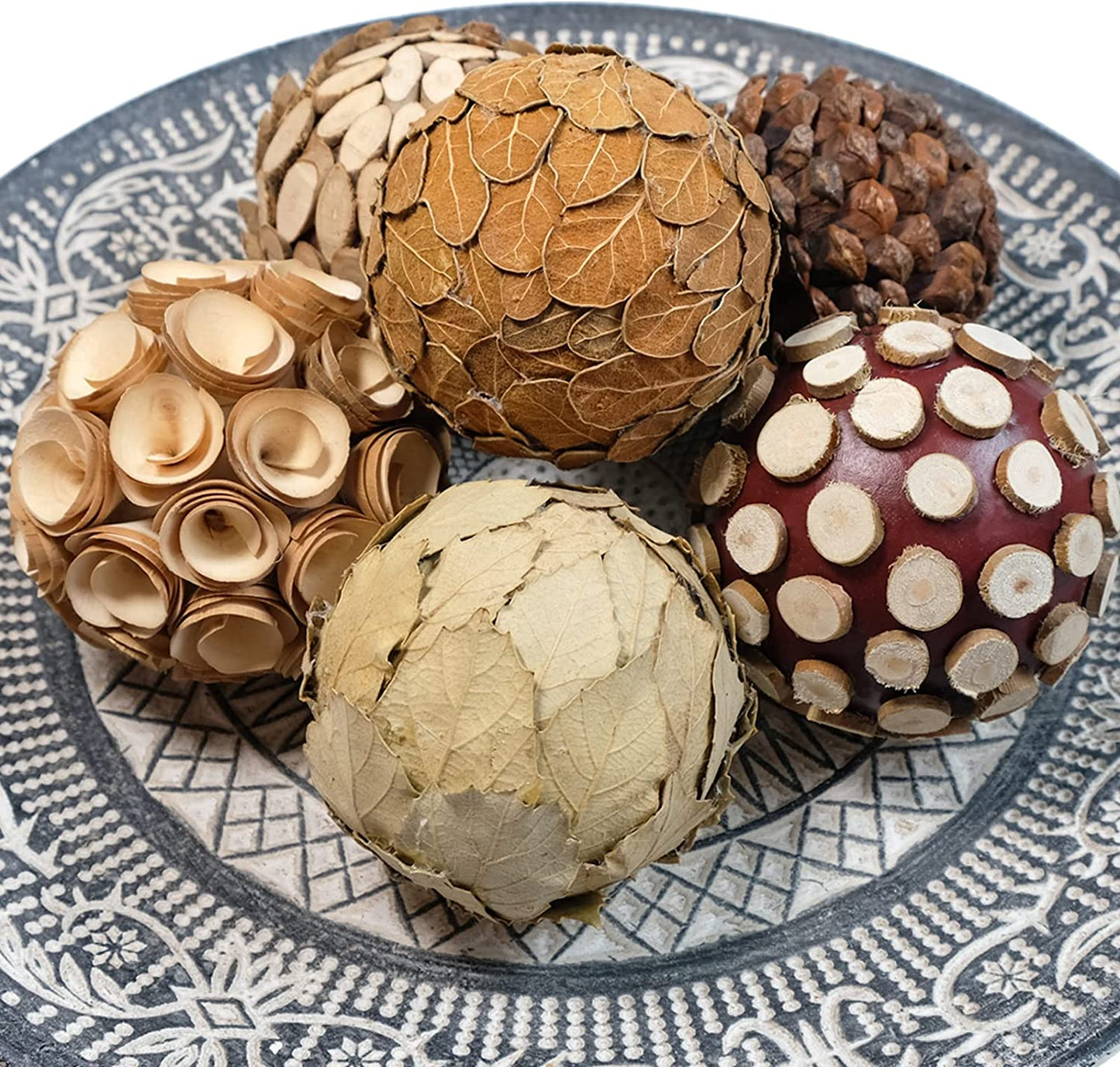 Decorative Filler Balls for Centerpiece, 6 PCS 3.5 Inch Natural Tone for Home Decoration