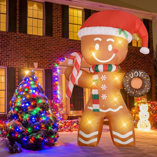Christmas Inflatables Decoration Gingerbread Man - 8 FT Christmas Outdoor Blow Up Yard Decorations Built in LED Lights - Christmas Outside Yard Garden Lawn Decor