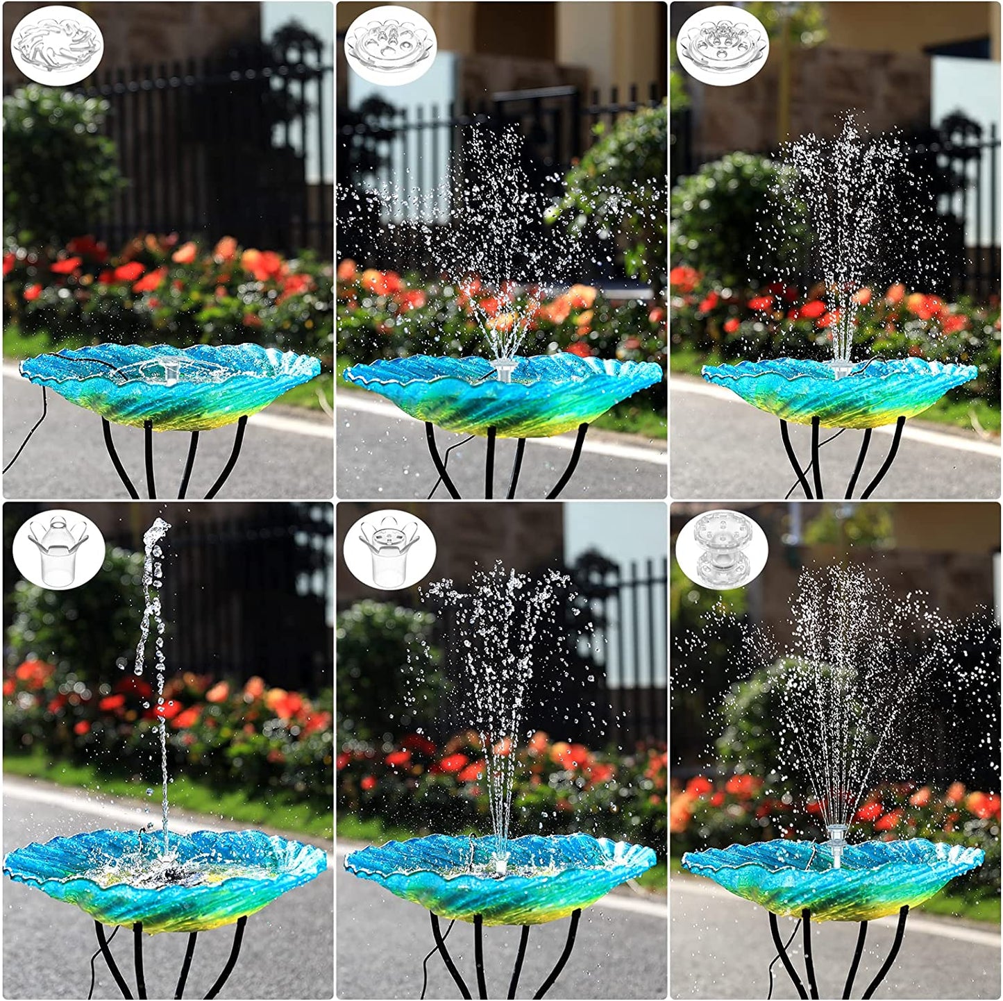 3.5W DIY Solar Fountain Pump for Water Feature Outdoor Solar Bird Bath Fountain Pump w/ Multiple Nozzles