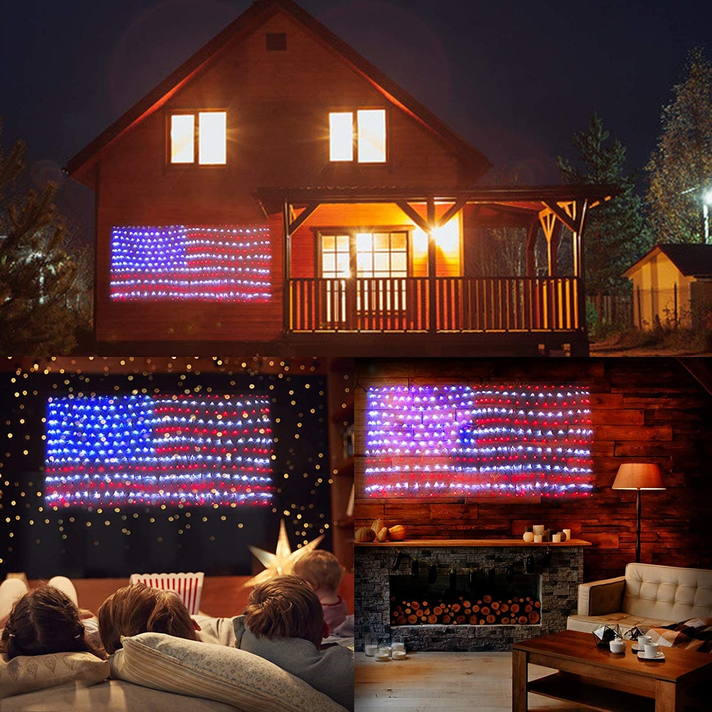 American Flag Lights, 2-in-1 Solar Powered & Plug in 6.54 FT x 3.28 FT