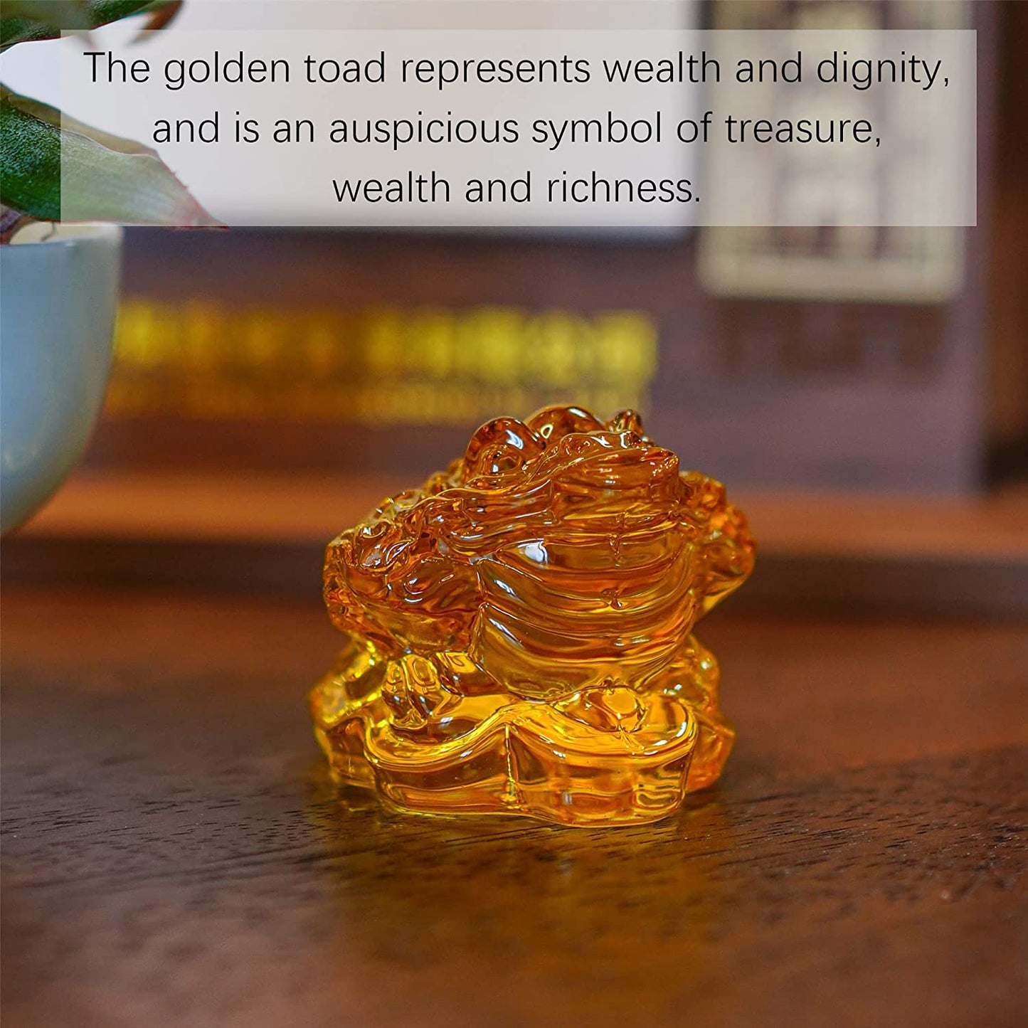 2.4inch Crystal Glass Golden Toad Figurine Collectibles Feng Shui Wealth Lucky Money Frog Statue Home Office Decoration,Lucky Gift