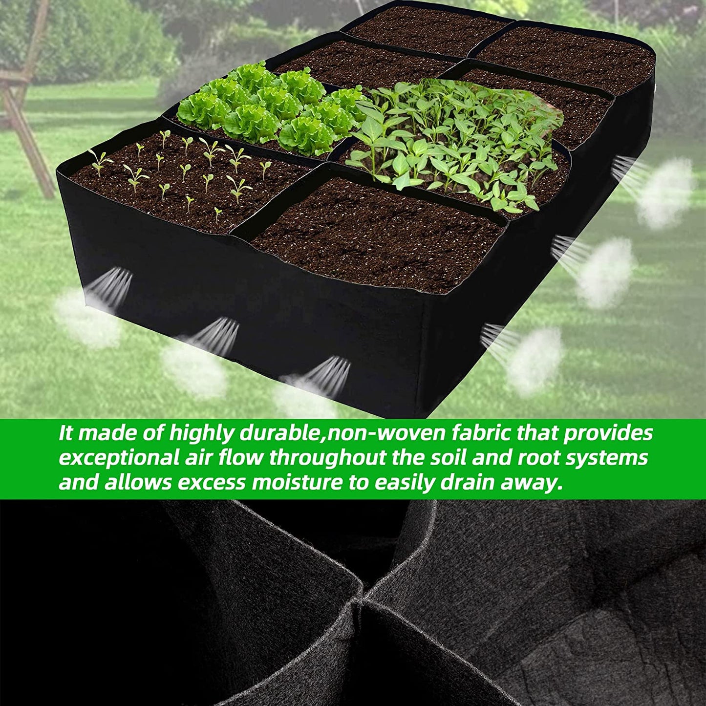 Fabric Raised Garden Bed 6x3x1ft for Growing Herbs, Flowers & Vegetables 128 Gallon