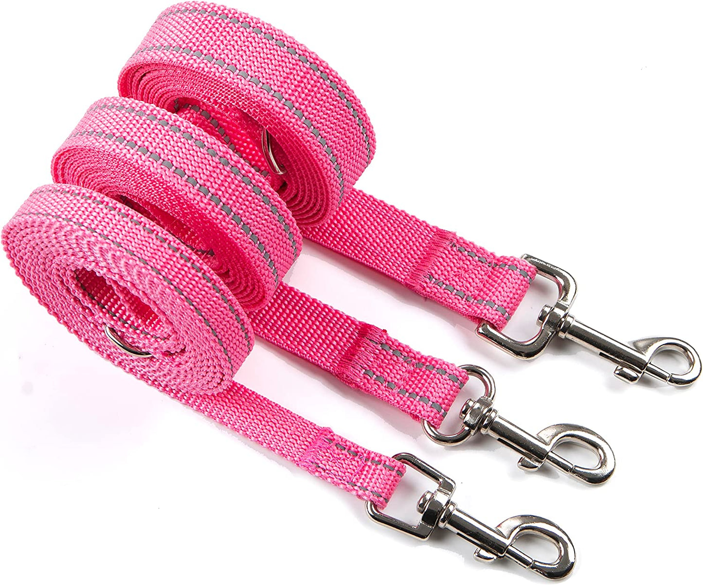 6FT Reflective Dog Leash for Large&Medium and Small Dogs, Strong and Durable Nylon Leashes for Walking and Training, Heavy Duty (Pink, 1 inch x 6FT)