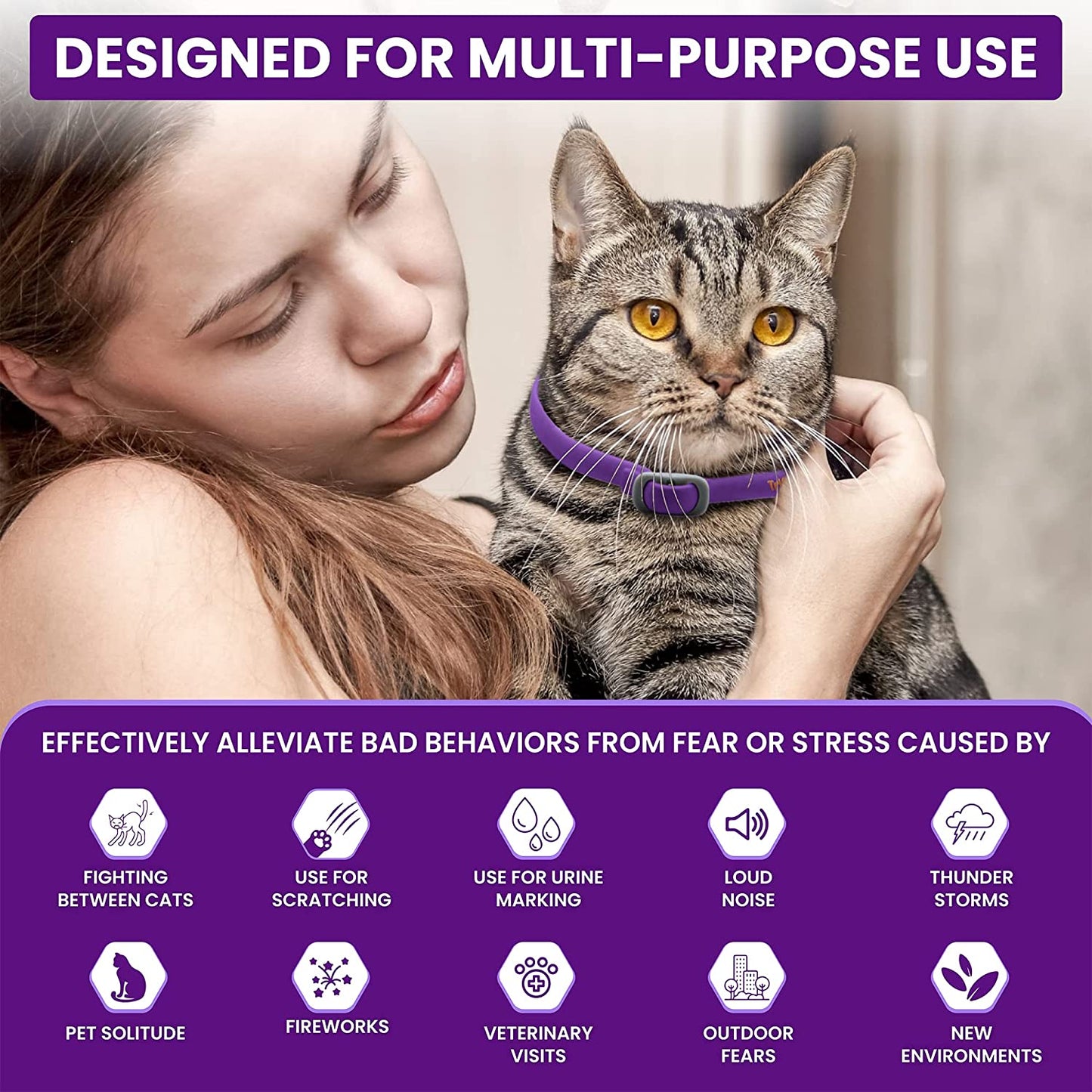 4 Pack Calming Collar for Cats Efficient Relieve Anxiety and Stress