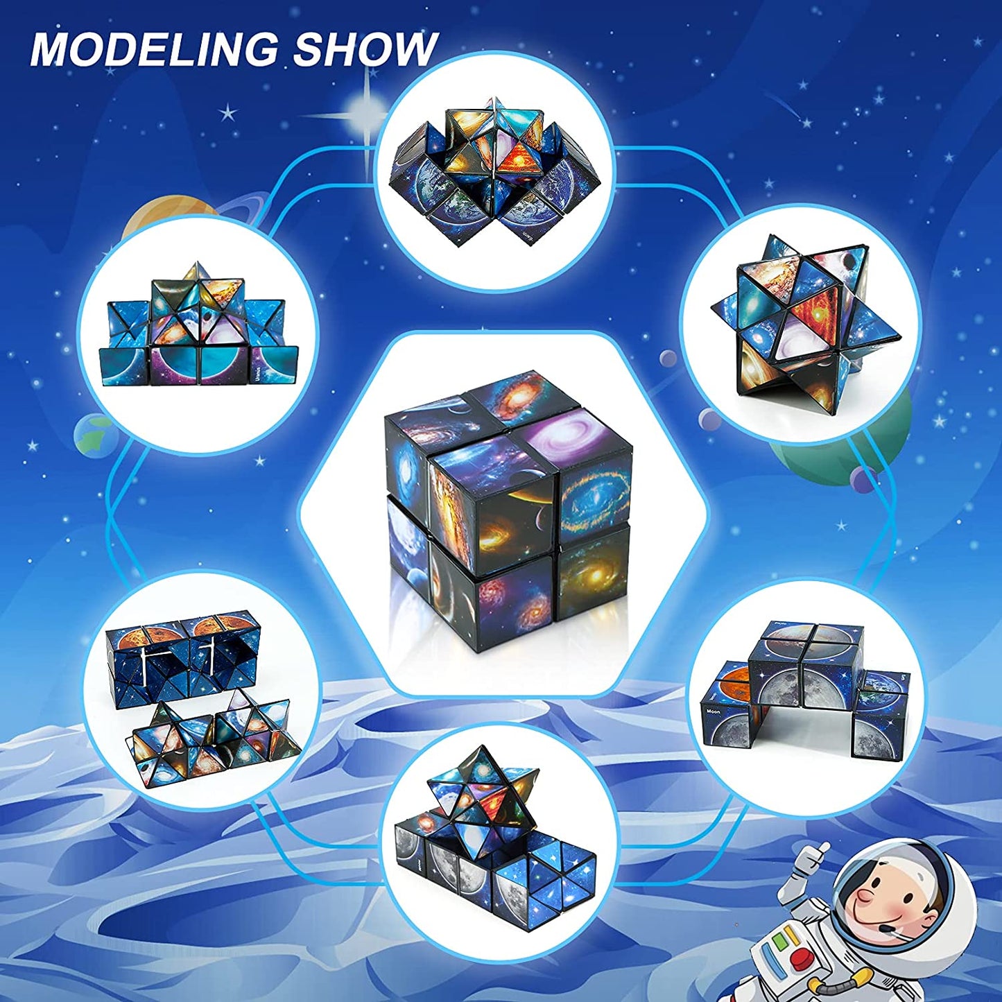 Star Cube Magic Cube 2 in 1 Set, Cube Infinity Magic 3D Puzzle Cubes, Starry Sky