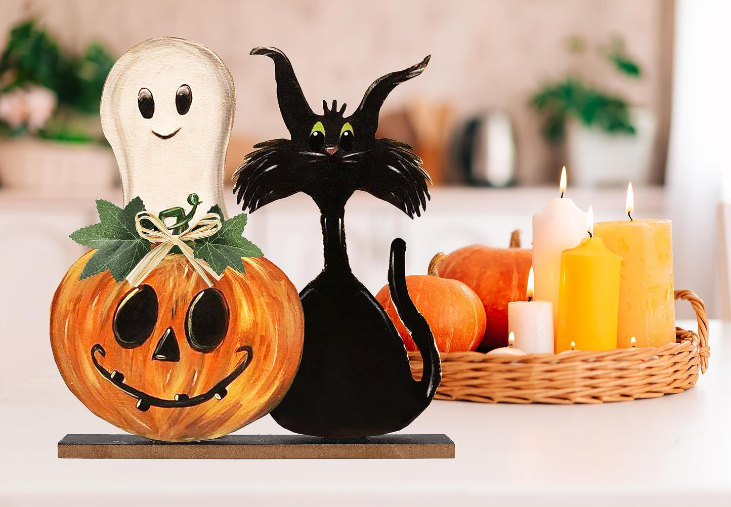 Halloween Wooden Signs Halloween Pumpkin Ghost Table Signs Tiered Tray Rustic Farmhouse Home Living Room