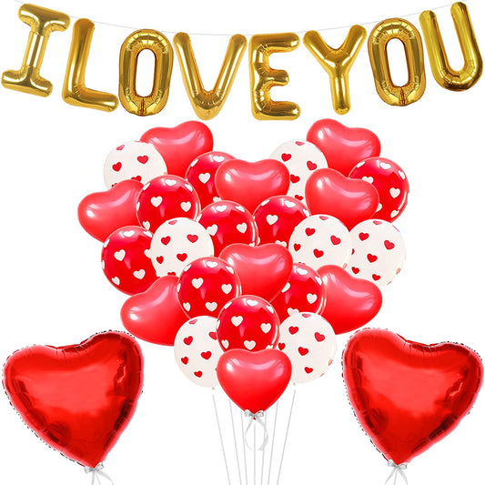 I Love You Balloons Decorations-Pack of 37 | Heart Balloons for Proposal Decor