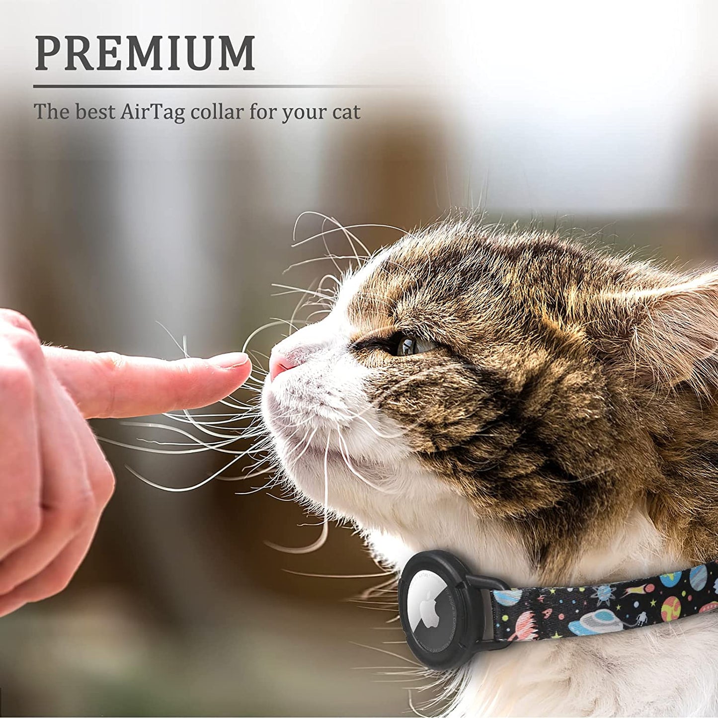 Upgraded AirTag Cat Collar, Integrated GPS Cat Collar w/ Apple Air Tag Holder and Bell [Black]