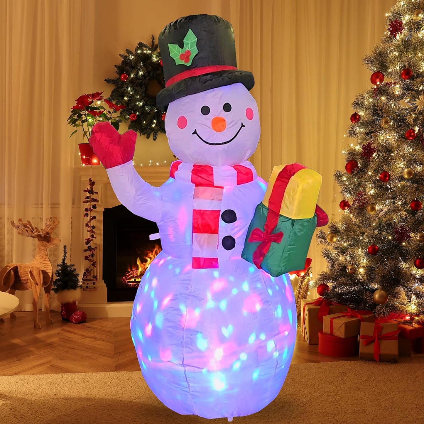 5FT Snowman Christmas Decorations, , Self-Inflatable Colorful Christmas Toys, Christmas Blow up