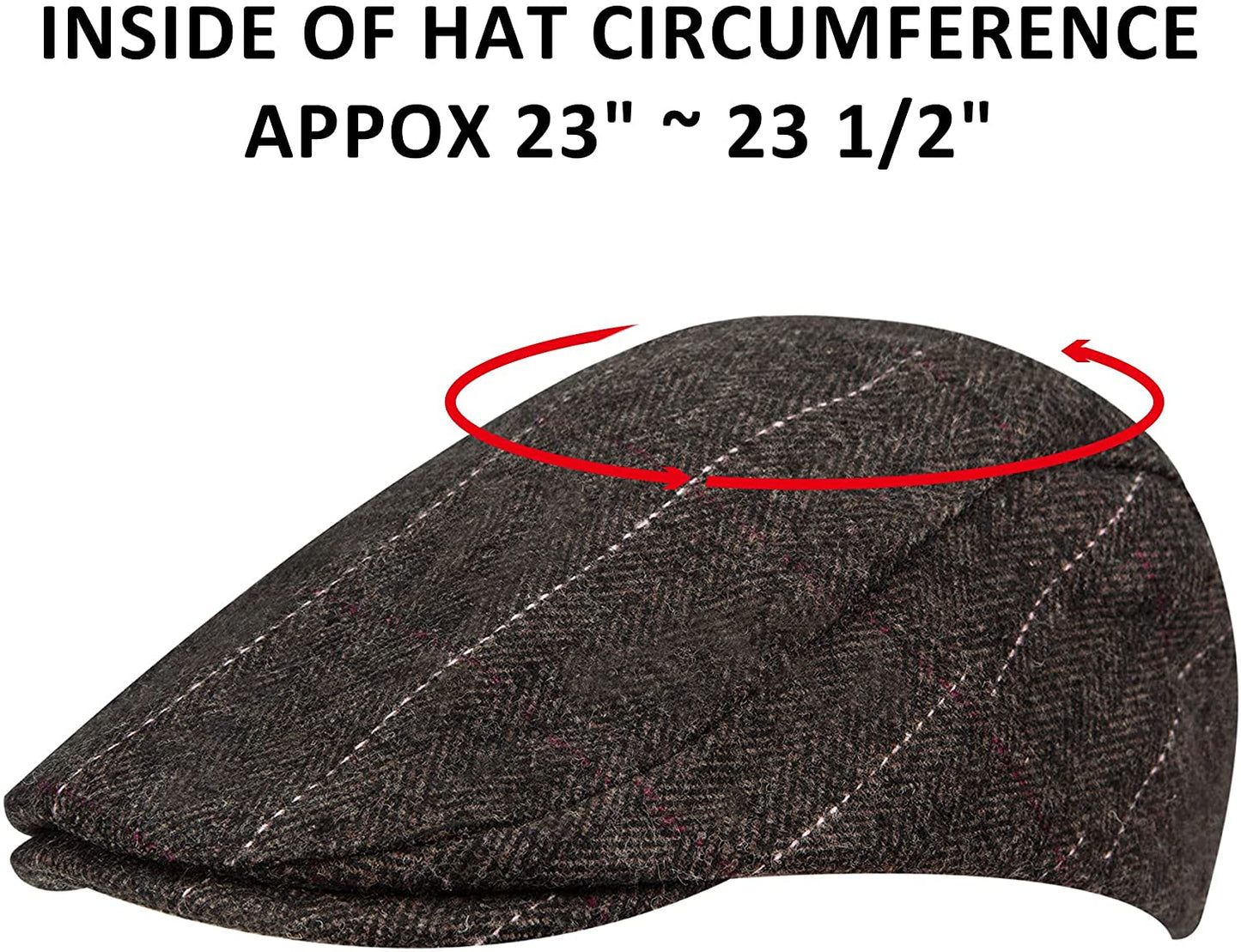 2 Pack Newsboy Gatsby Hats for Men Classic Herringbone Tweed Wool Blend