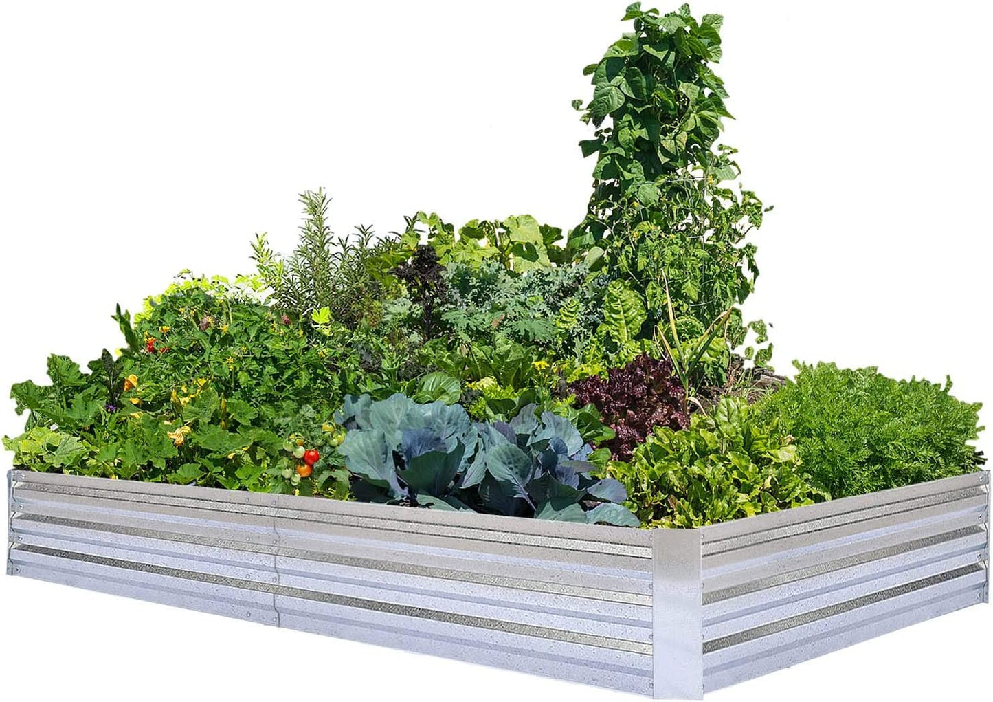 Silver Galvanized Raised Garden Beds for Vegetables Large Metal Planter Box Steel Kit Flower Herb, 8x4x1ft