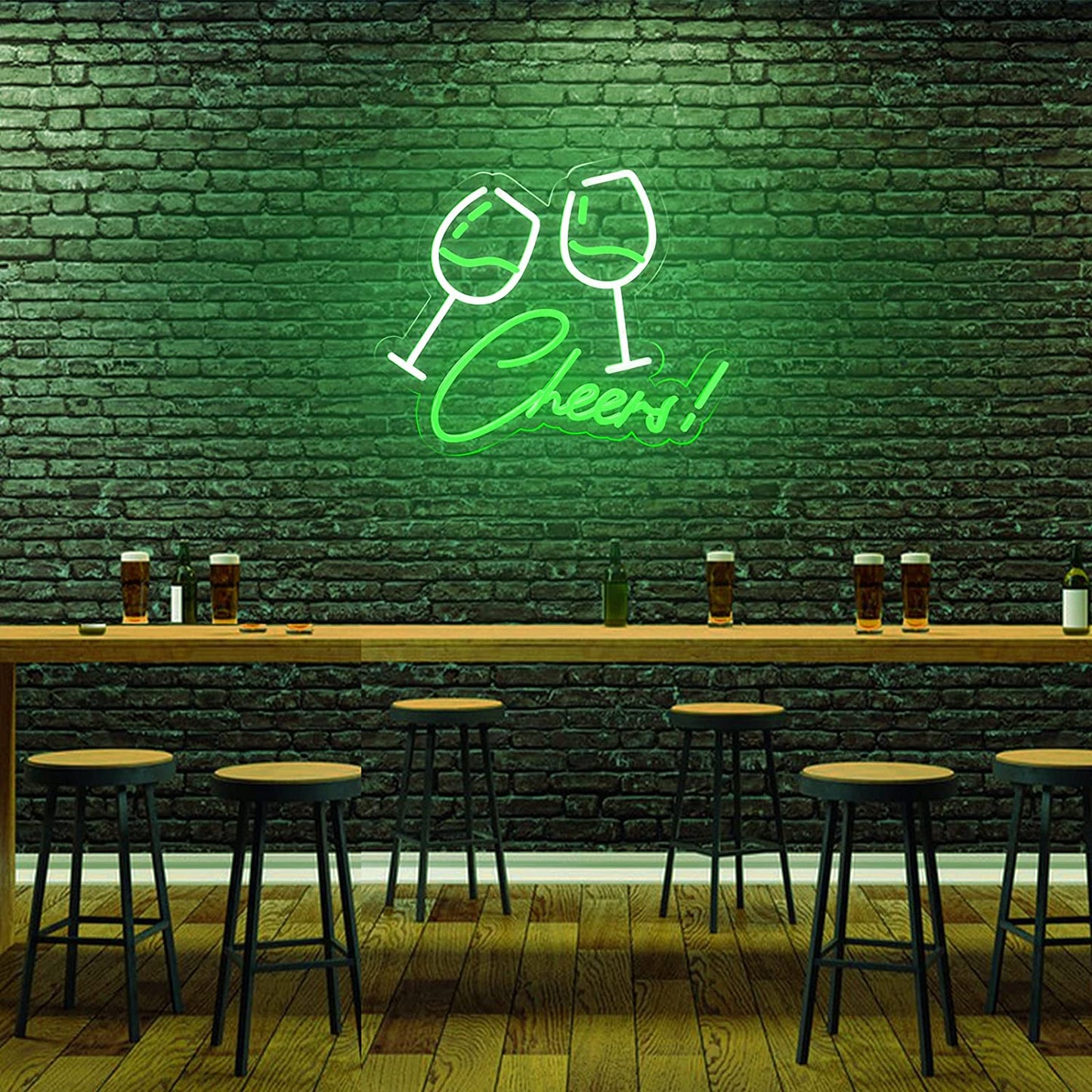 Room Decor Neon Signs, Party LED Dimmable Lights w/ USB Cable, Portable Green 14.8"x11.2"