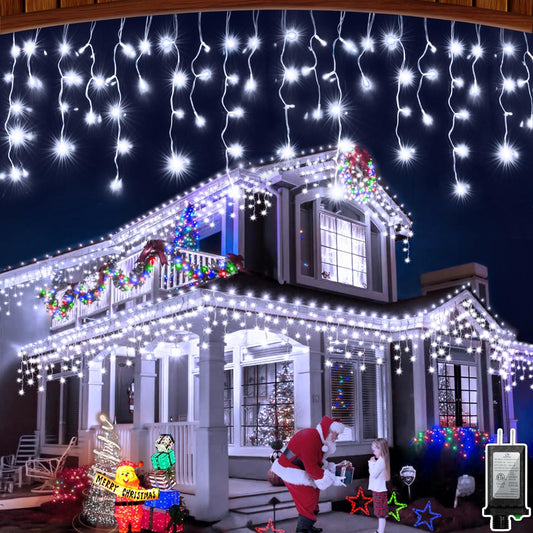 66ft LED Christmas Lights Outdoor with 140 Drops, Christmas 490 LED 8 Lighting Modes, O