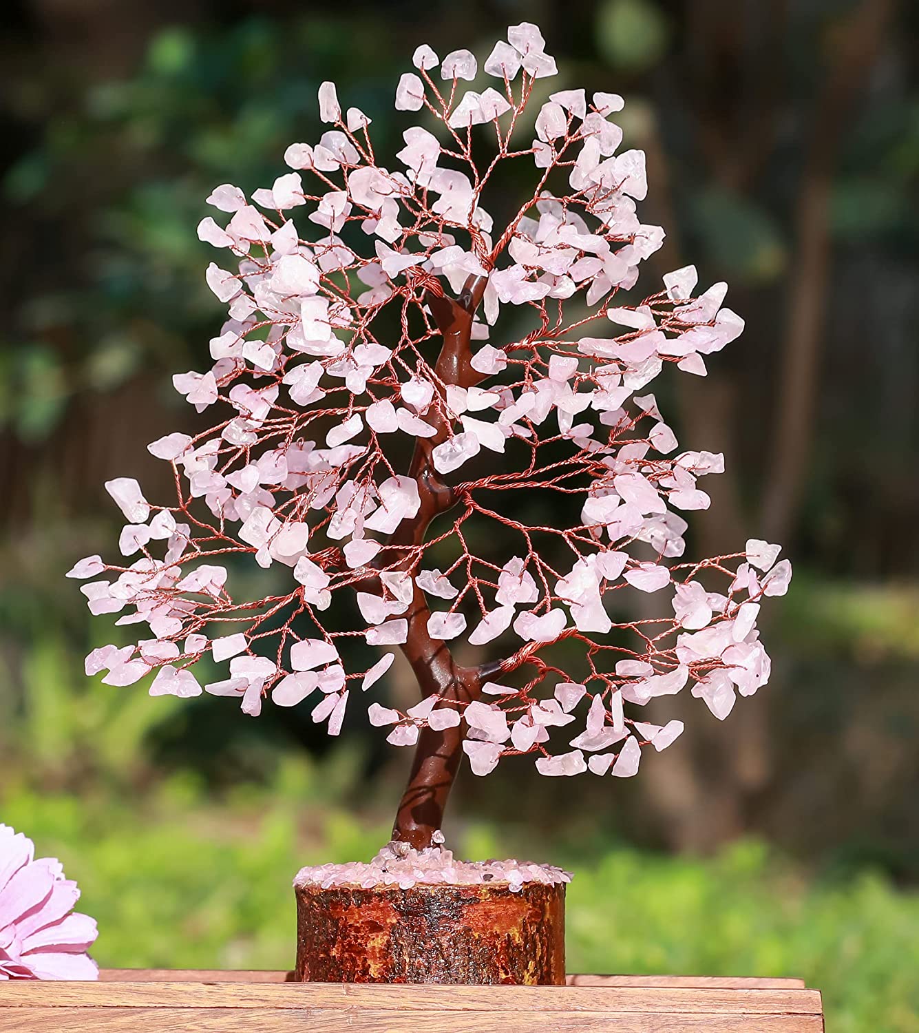 Rose Quartz Crystal Tree of Life-Chakra Tree for Positive Energy, Gemstone-Feng Shui