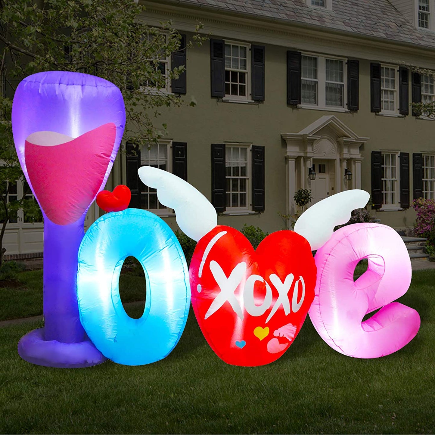 7ft Long Inflatable Valentine Love Letters Decoration, LED Blow Up