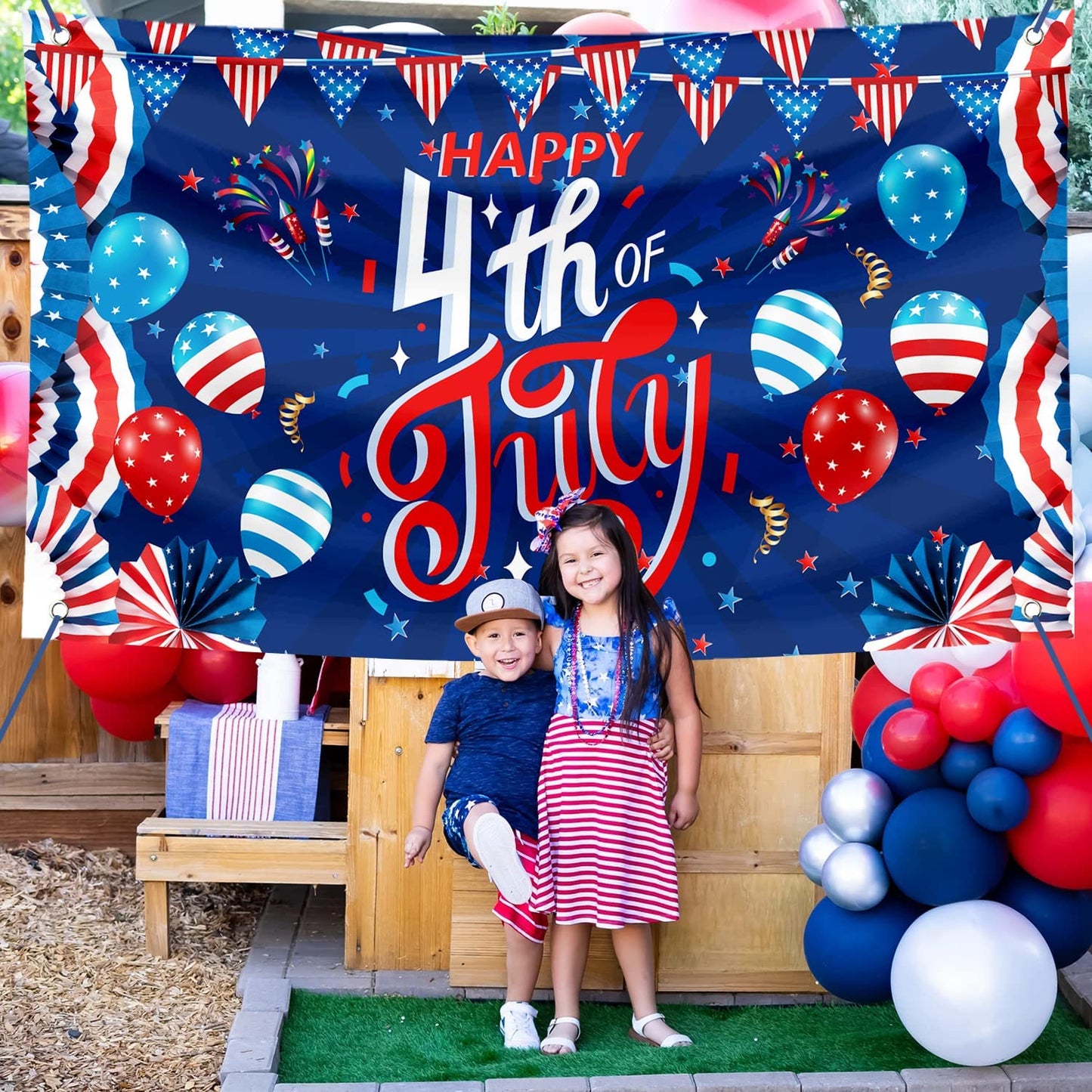 Large 4th of July Flag Decorations Outdoor Independence Day 71x44 Inch