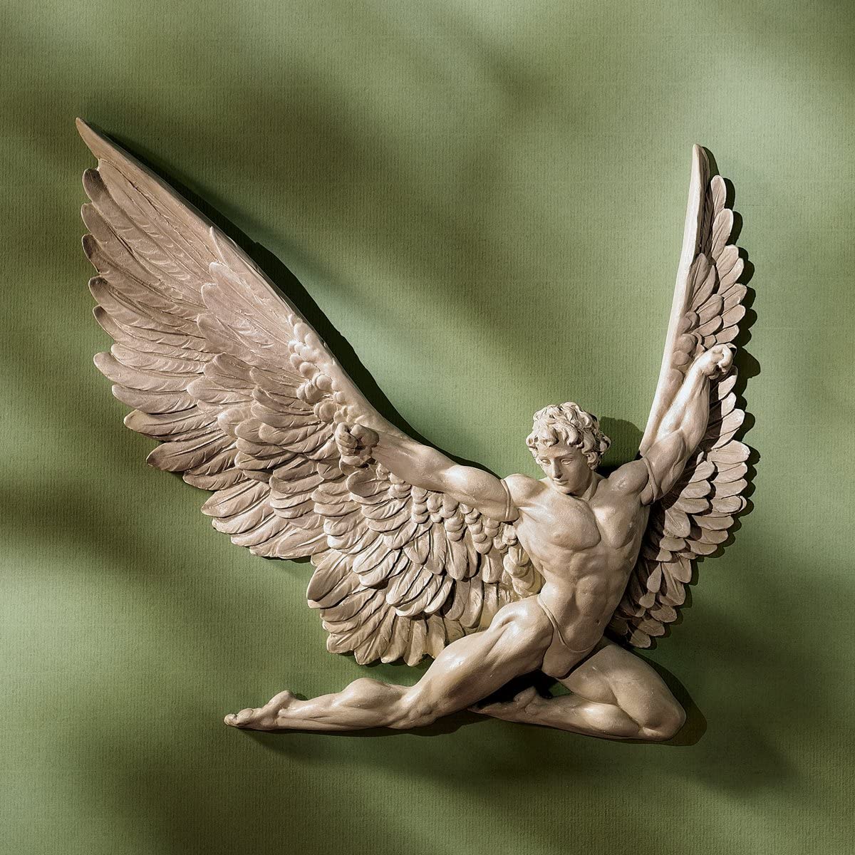 Icarus Winged Man Wall Sculpture, 11 Inch, Ancient Ivory