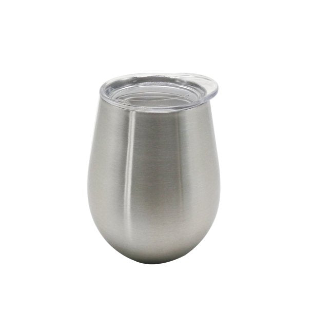Double Wall Stainless Steel 10 oz (10 Fluid Ounces) Silver Wine Tumblers, 4 Pack