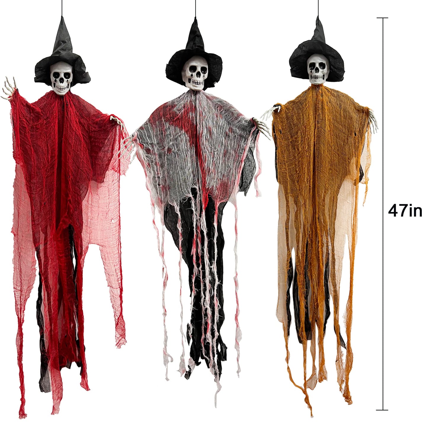 3 Pack Halloween Hanging Grim Reapers Hanging Ghost Halloween Indoor Outdoor Haunted House