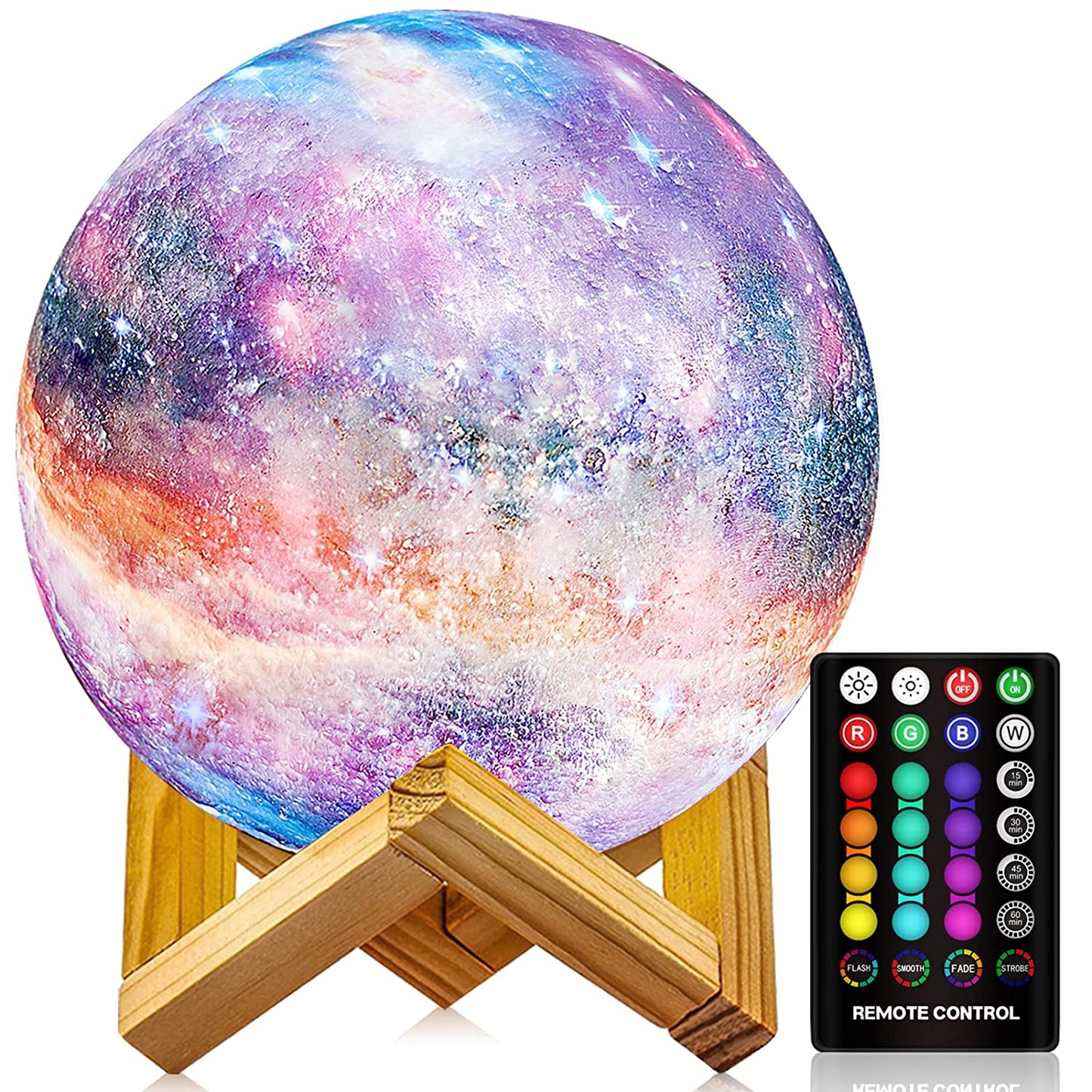 Moon Lamp, Night Light,16 Colors Galaxy Lamp 3D Printing w/ Stand 4.8inch