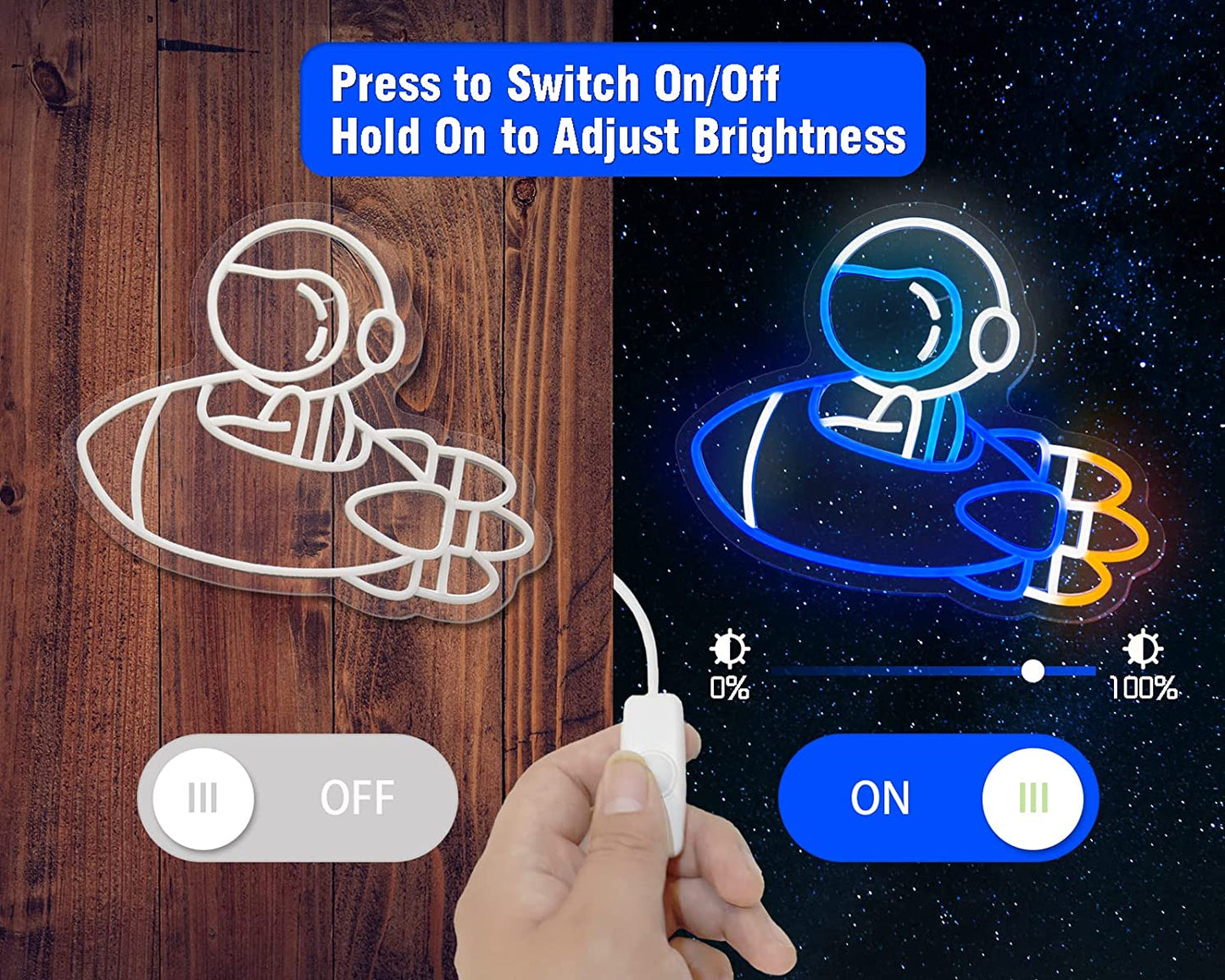 Astronaut Spacecraft Neon Signs for Wall Decoration