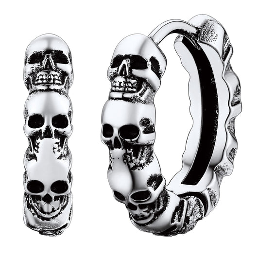 Skull Huggie Circle Hoop Earrings Gothic Punk for Men/Women