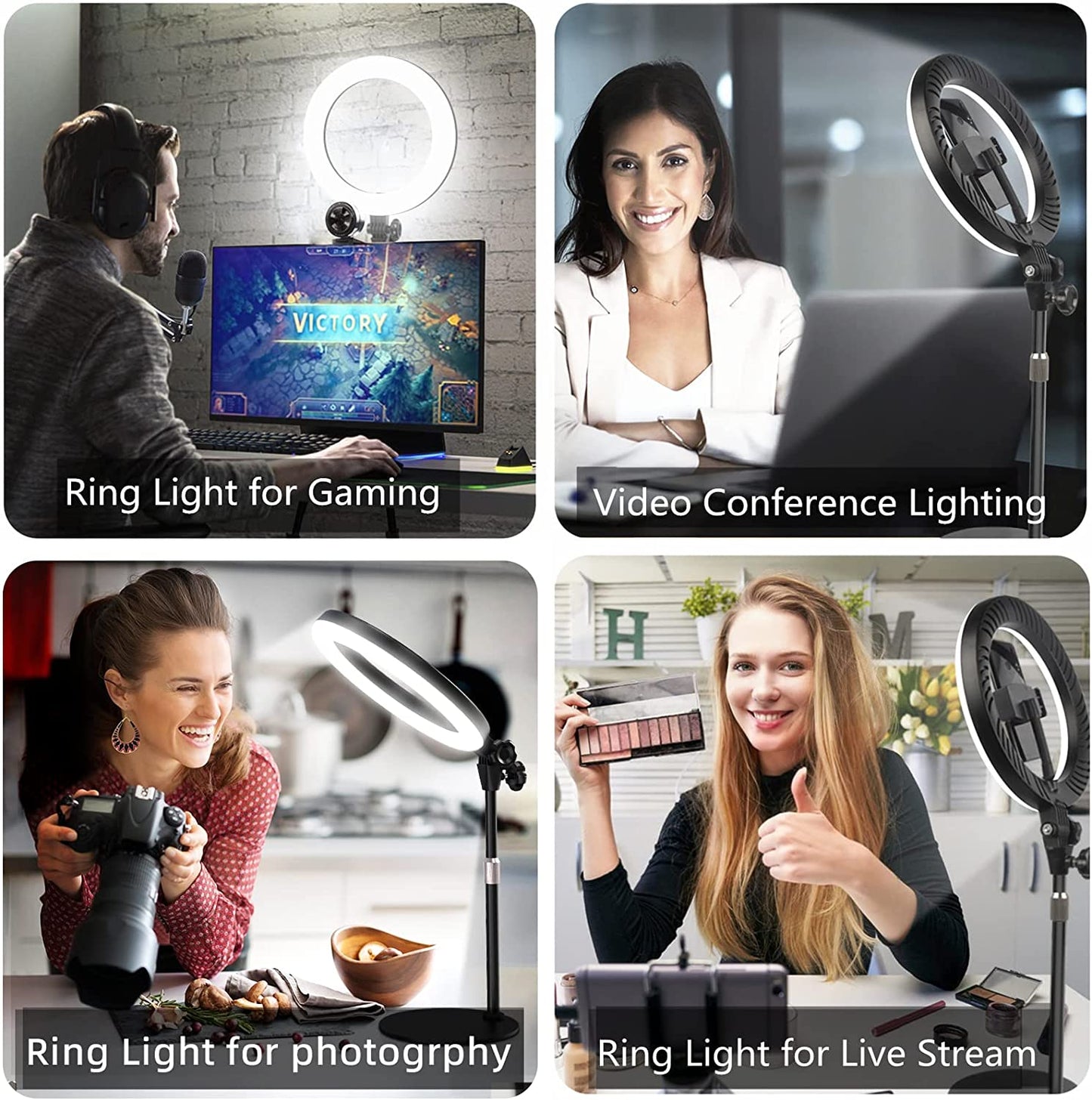 10.5'' Computer Ring Lights with Stand and Phone Holder, Laptop Ring Light