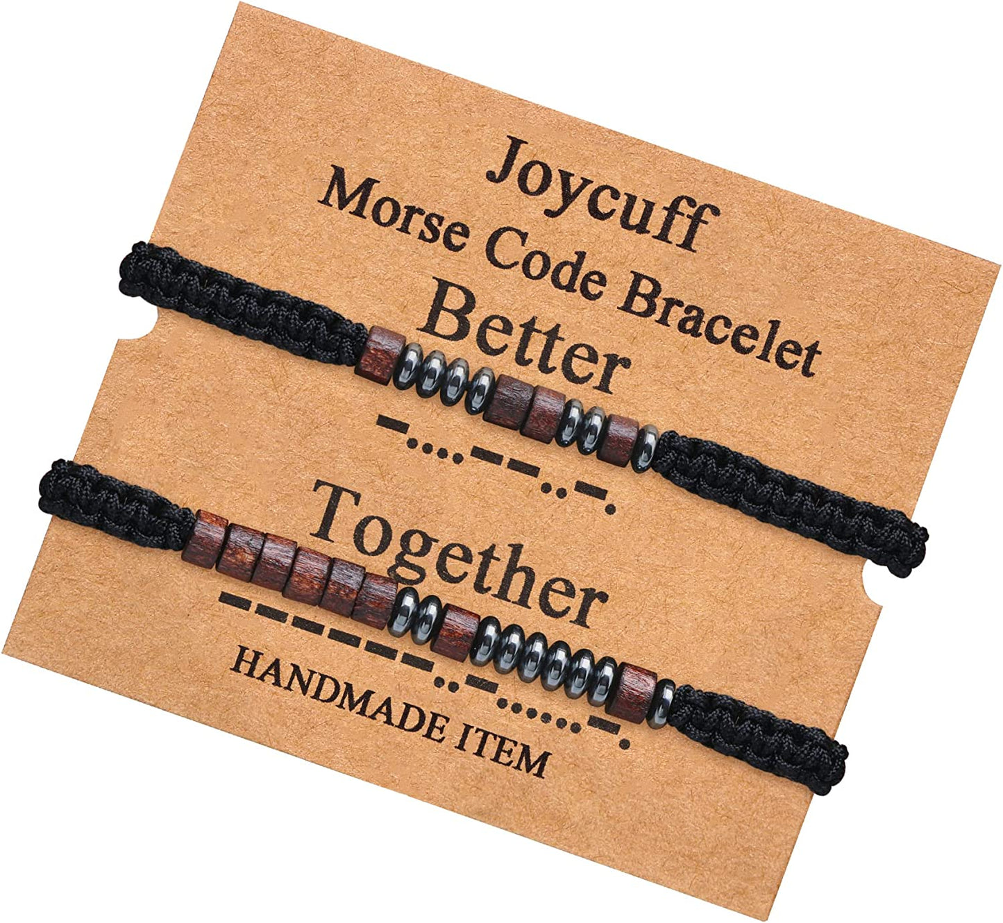 Morse CODE Bracelet for Couples  Adjustable Strand Engraved Matching Love Bracelets -Valentines Day Gift