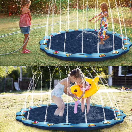 79" Non-Slip Splash Pad, Sprinkler & Splash Play Mat, Inflatable Summer Outdoor Sprinkler Water Pad