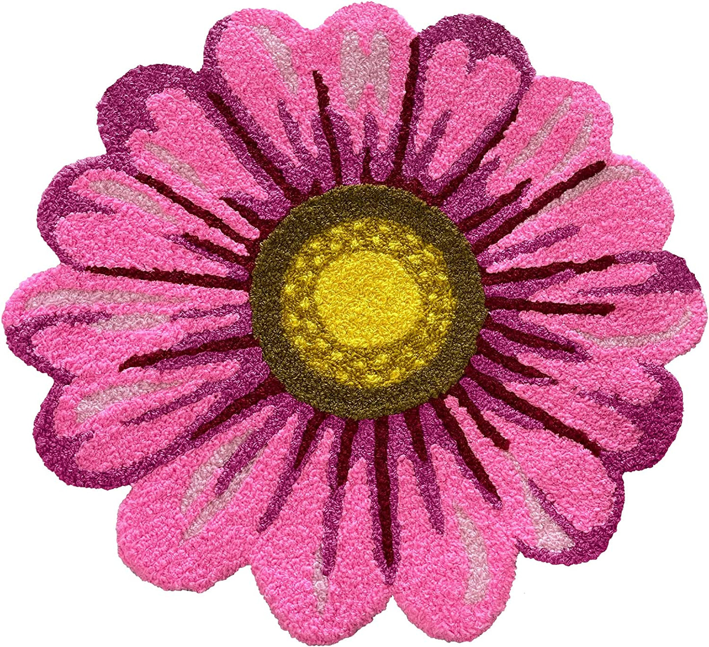 Sunflower Rug for Kitchen Bathroom Bedroom Living Room - Hand Woven Round Flower, Pink