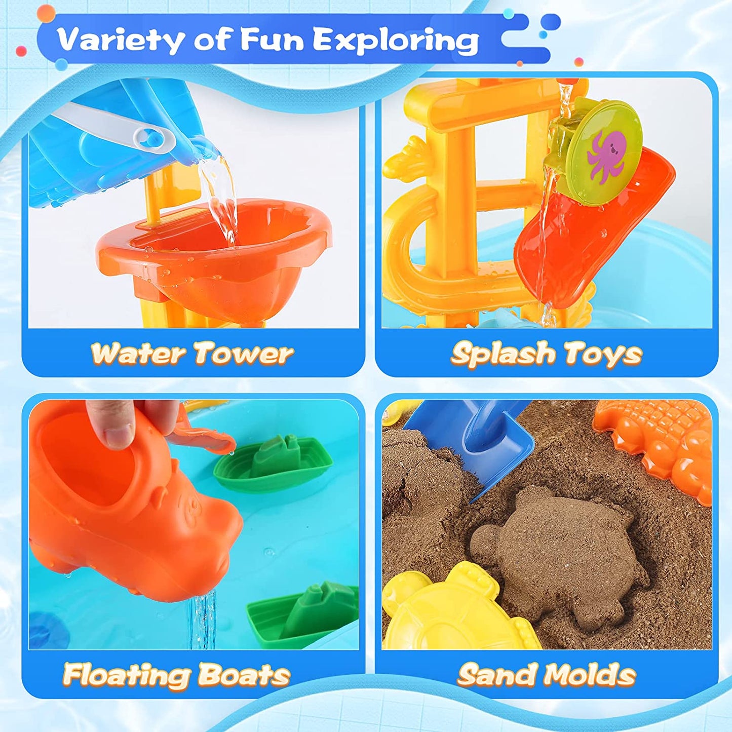 Toddlers Sand & Water Table w/ Umbrella, Water Table for Sensory Activity