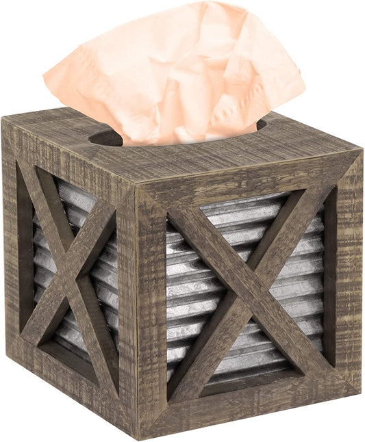 Alley Barn Door Rustic Square Tissue Box Cover