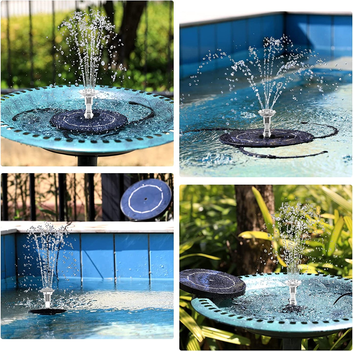 3.5W DIY Solar Fountain Pump for Water Feature Outdoor Solar Bird Bath Fountain Pump w/ Multiple Nozzles