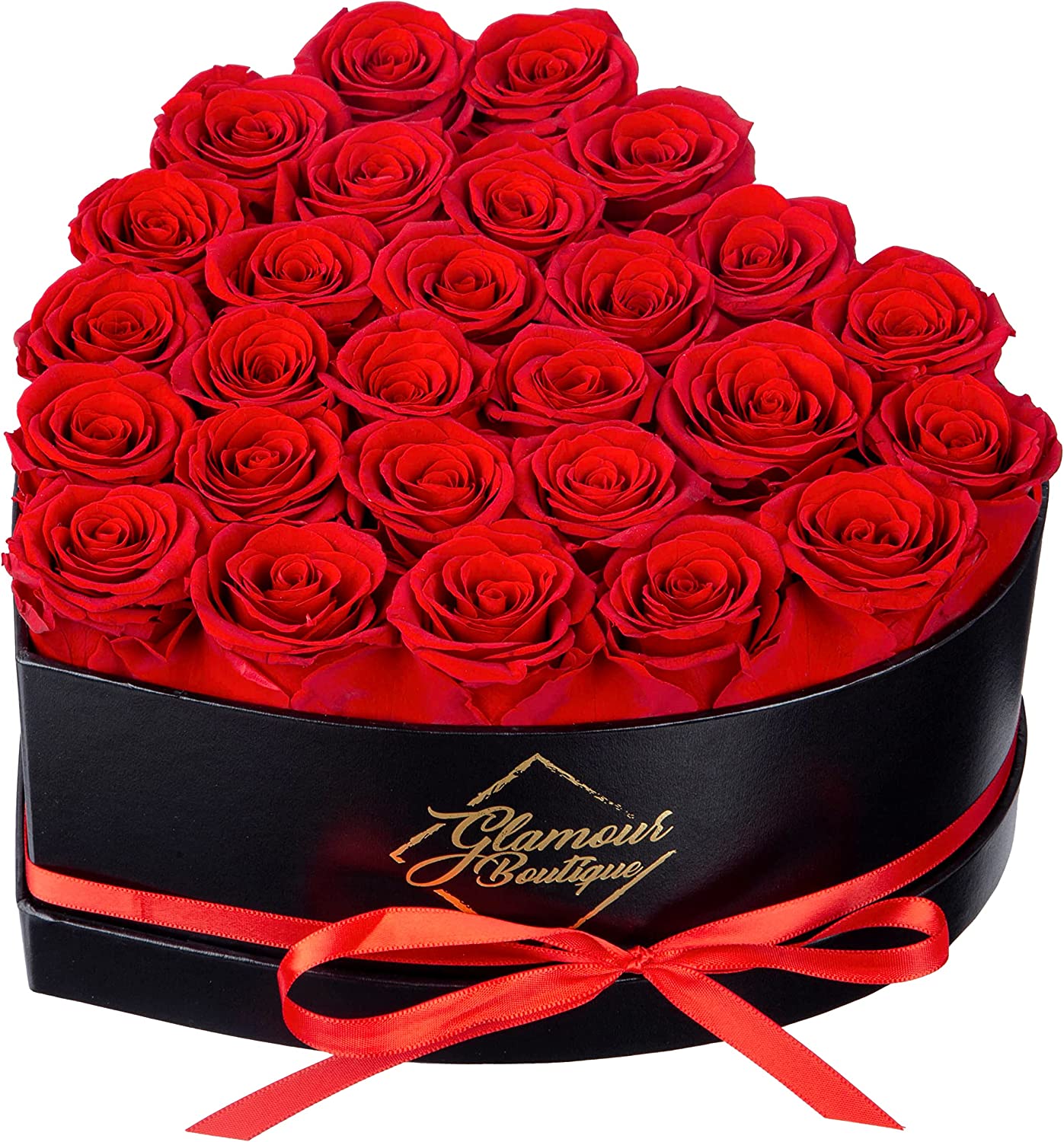 16-Piece Red Forever Flowers Heart Shape Box - Preserved Roses, Immortal Roses for Valentines Day Gift