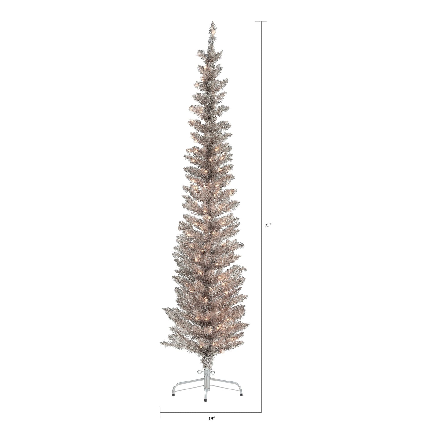 6ft Pre-Lit Rose Gold Tinsel Christmas Tree