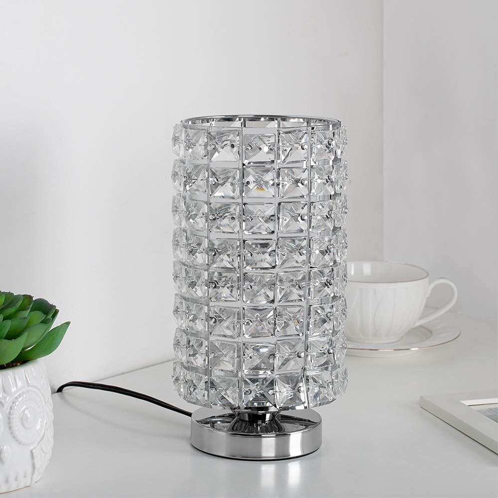 Silver Crystal Desk Lamp Set of 2