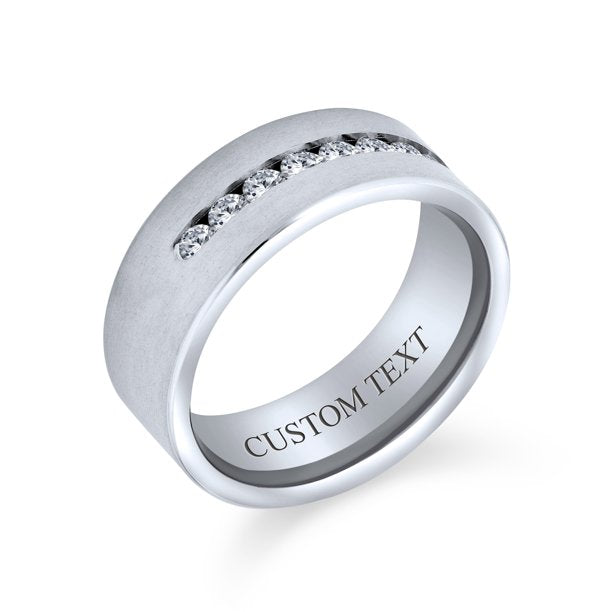 CZ Mens Titanium Wide Wedding Band Ring 8MM for Men -Size - 7