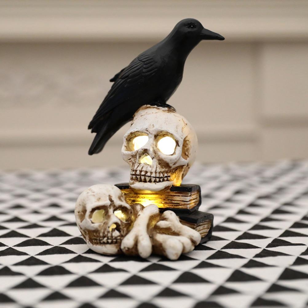 Halloween Decorations Lamp Skeleton Head Crow