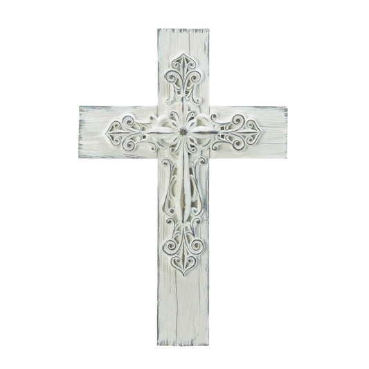 ORNATE WHITEWASHED CROSS