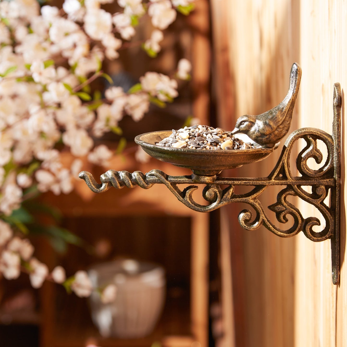 Wall Mounted Ornate Cast Iron Bird Feeder