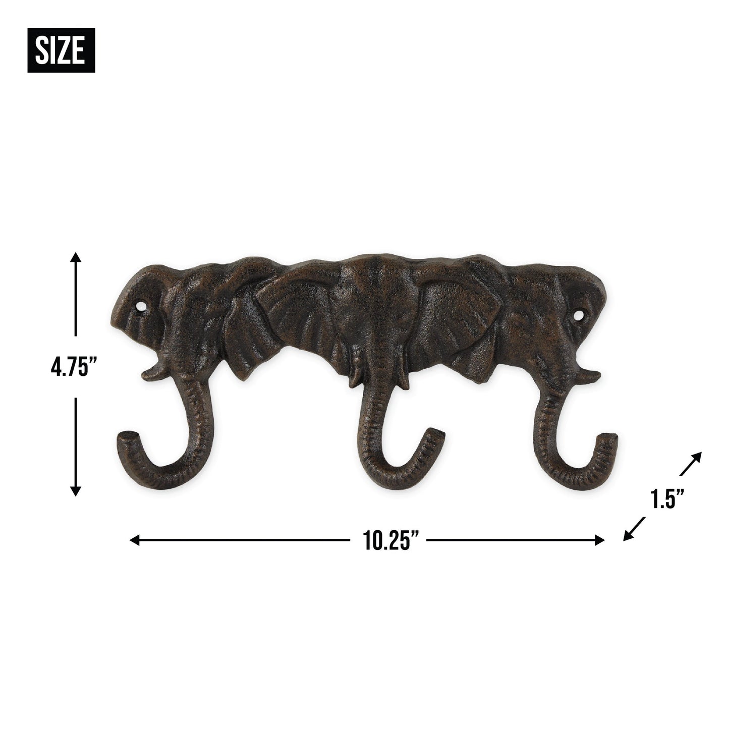 Triple Elephant Wall Hook