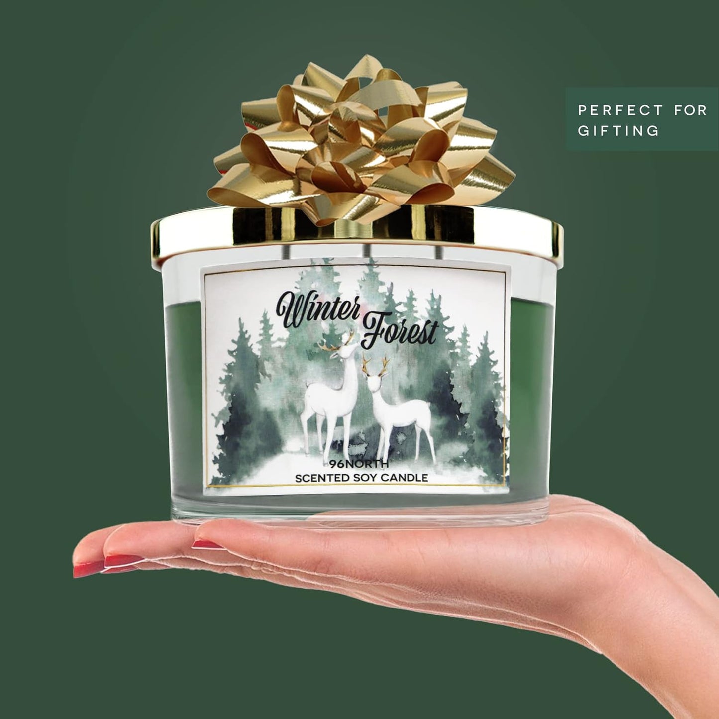 Pine Candle | Large 3 Wick Jar Candle | 12 Oz Up to 50 Hours Burning Time | 100% All Natural Soy Wax | Winter Forest Candle | Pine Fir Cedar | Christmas Candle Gift for Men and Women