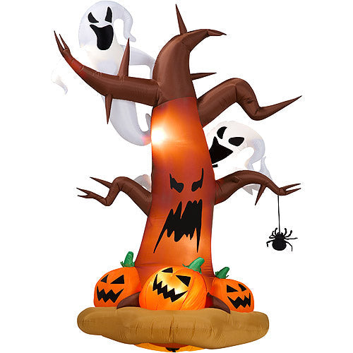 8' Halloween Inflatable Dead Tree w/ Ghost on Top/Pumpkins on Bottom