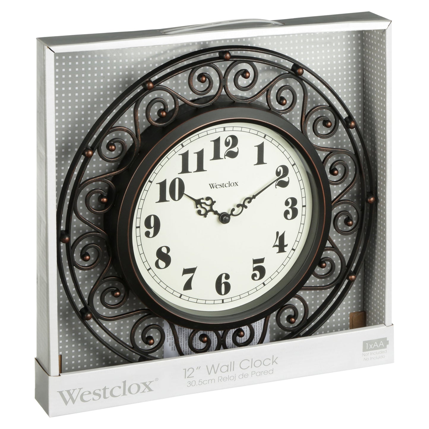 Wrought Iron Style 12" Round Wall Clock